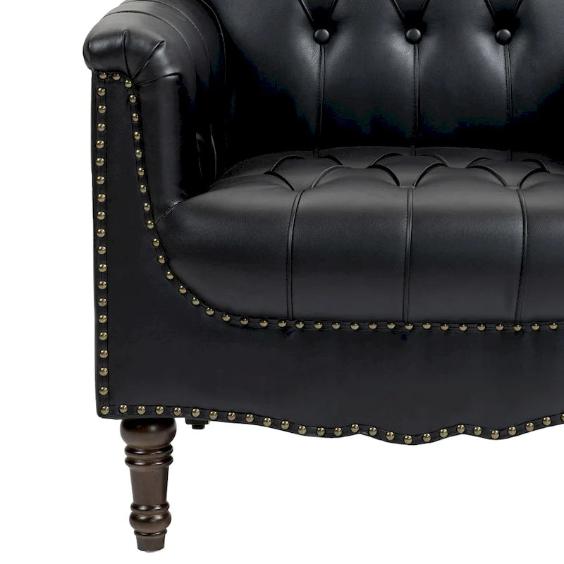 Fauteuil d'appoint capitonné en cuir végétalien