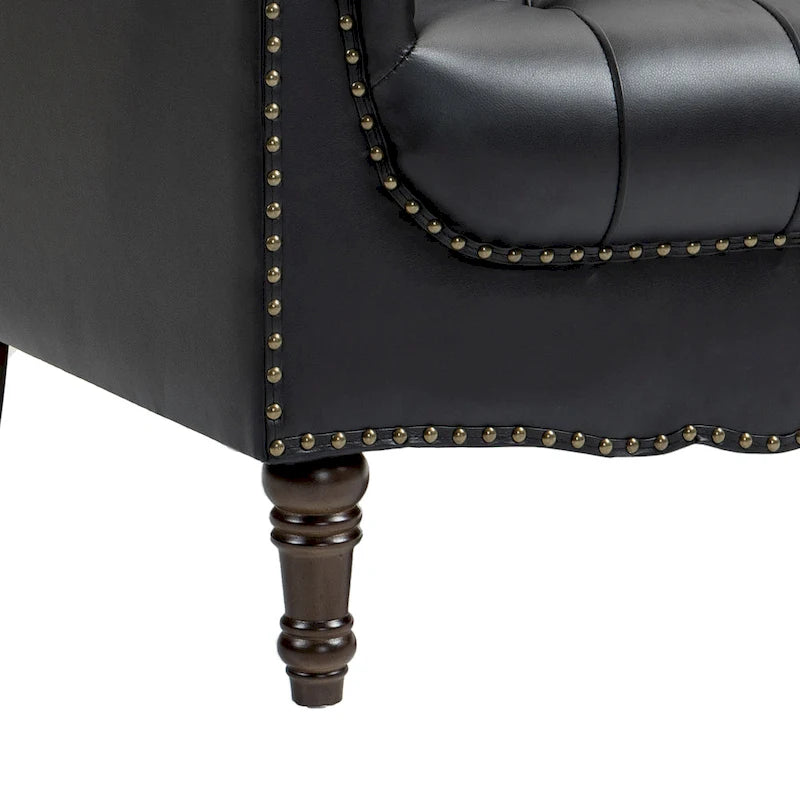 Fauteuil d'appoint capitonné en cuir végétalien