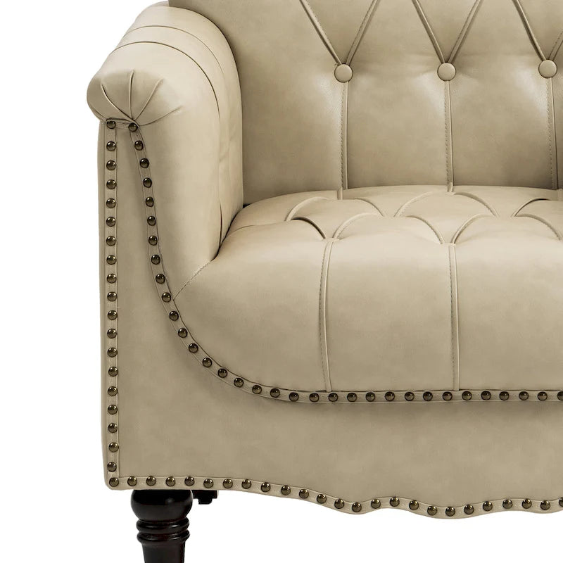 Fauteuil d'appoint capitonné en cuir végétalien