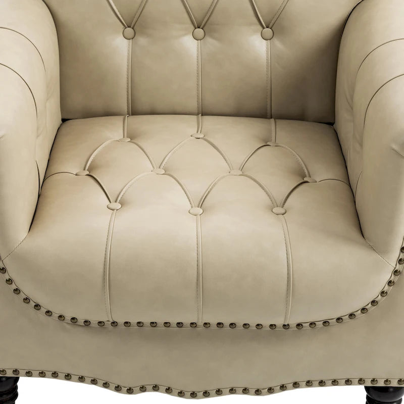 Fauteuil d'appoint capitonné en cuir végétalien