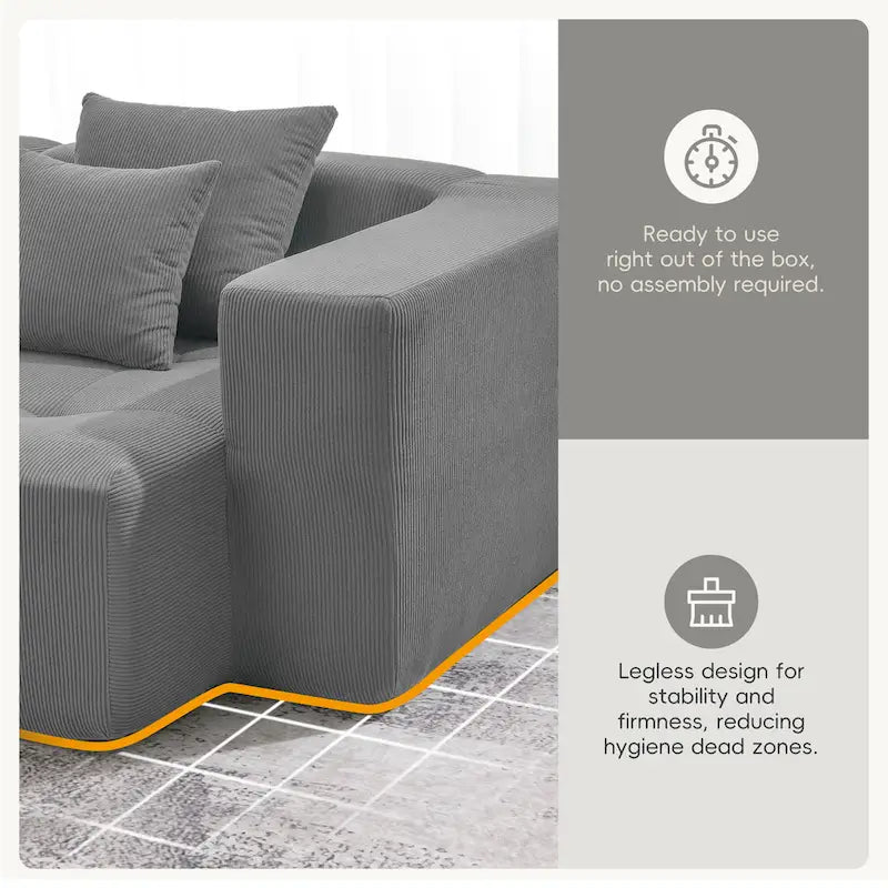 Canapé modulaire en L "Cloud", sectionnel en velours côtelé