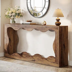 Console en bois de 63 pouces, table d'entrée rectangulaire pour salon, marron rustique