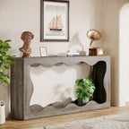 Console en bois de 63 pouces, table d'entrée rectangulaire pour salon, marron rustique