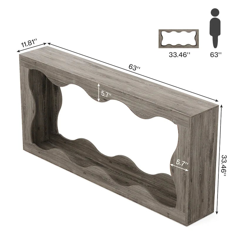 Console en bois de 63 pouces, table d'entrée rectangulaire pour salon, marron rustique
