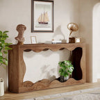 Console en bois de 63 pouces, table d'entrée rectangulaire pour salon, marron rustique