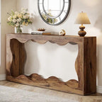 Console en bois de 63 pouces, table d'entrée rectangulaire pour salon, marron rustique