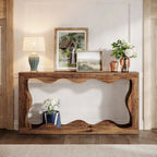 Console en bois de 63 pouces, table d'entrée rectangulaire pour salon, marron rustique