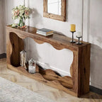 Console en bois de 63 pouces, table d'entrée rectangulaire pour salon, marron rustique