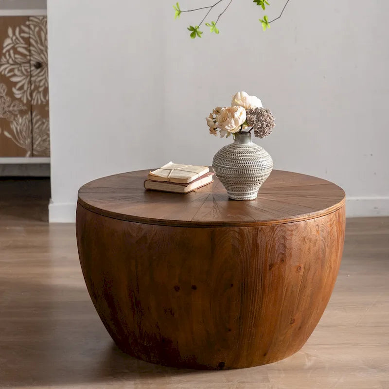 Table basse en forme de seau, style vintage, avec fonction de rangement