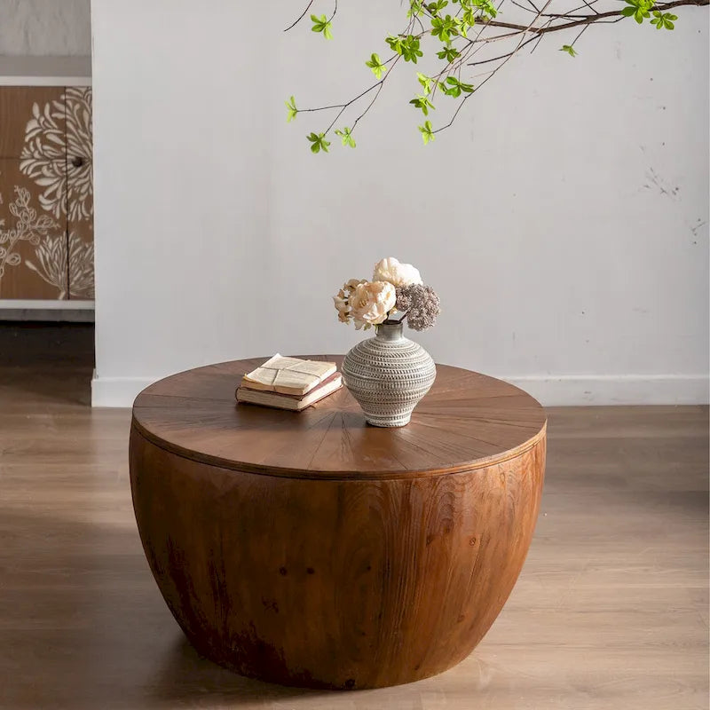 Table basse en forme de seau, style vintage, avec fonction de rangement