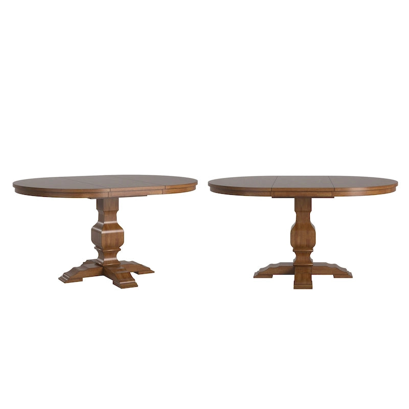 Table à manger extensible ovale bicolore en bois massif