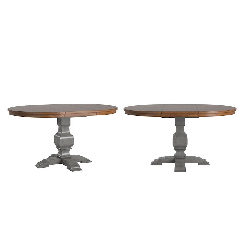 Table à manger extensible ovale bicolore en bois massif