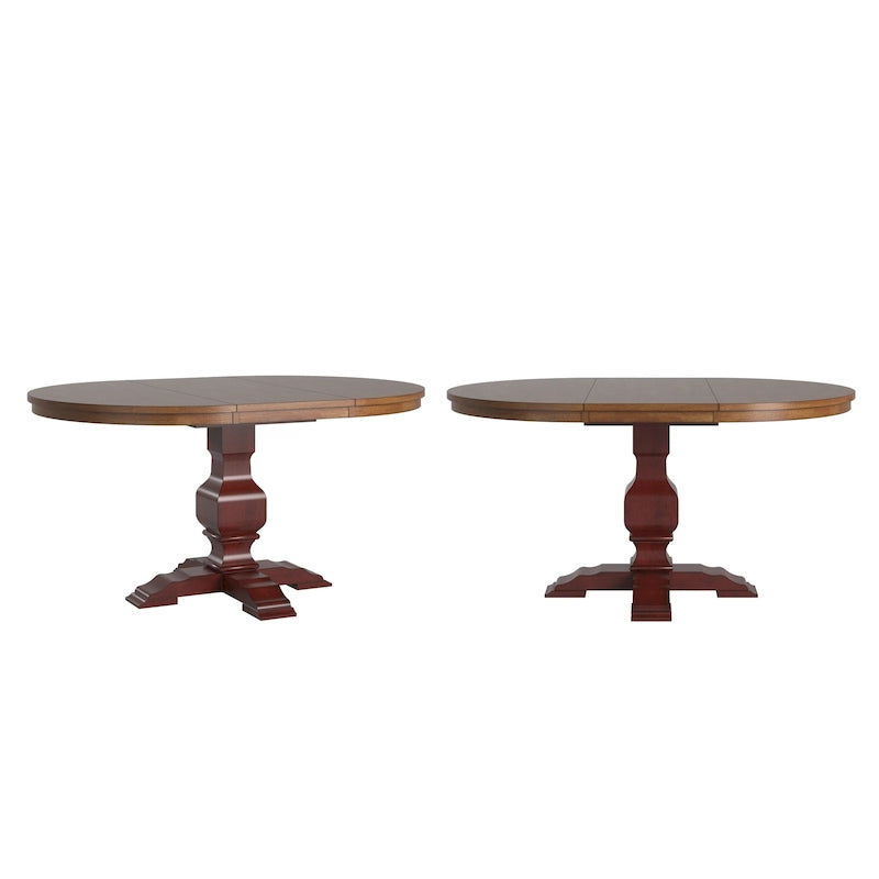 Table à manger extensible ovale bicolore en bois massif