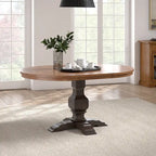 Table à manger extensible ovale bicolore en bois massif