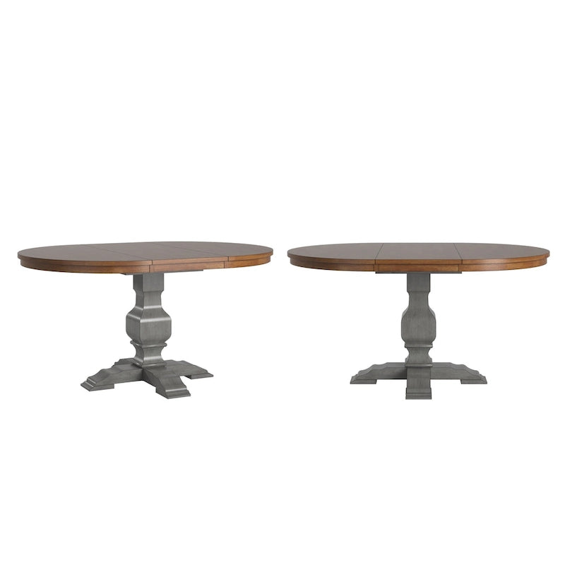 Table à manger extensible ovale bicolore en bois massif
