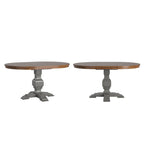 Table à manger extensible ovale bicolore en bois massif