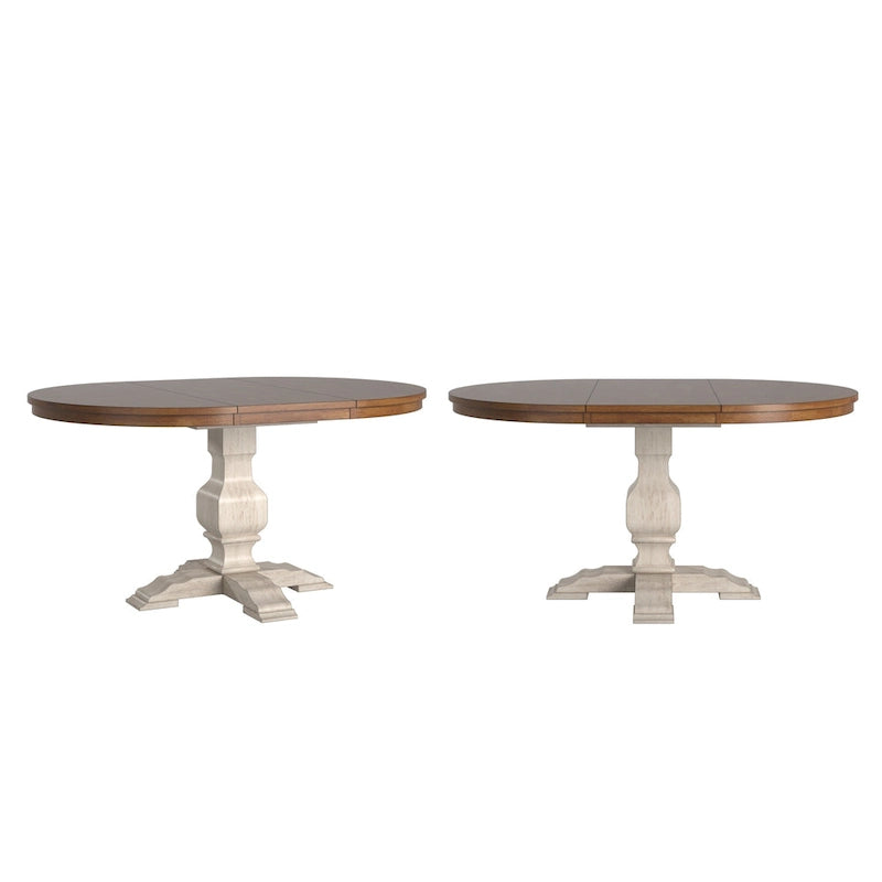 Table à manger extensible ovale bicolore en bois massif