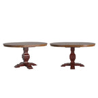 Table à manger extensible ovale bicolore en bois massif