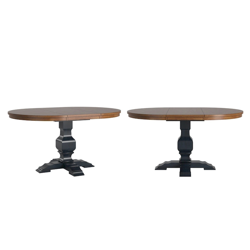 Table à manger extensible ovale bicolore en bois massif