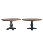 Table à manger extensible ovale bicolore en bois massif