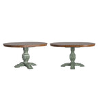 Table à manger extensible ovale bicolore en bois massif