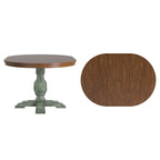 Table à manger extensible ovale bicolore en bois massif