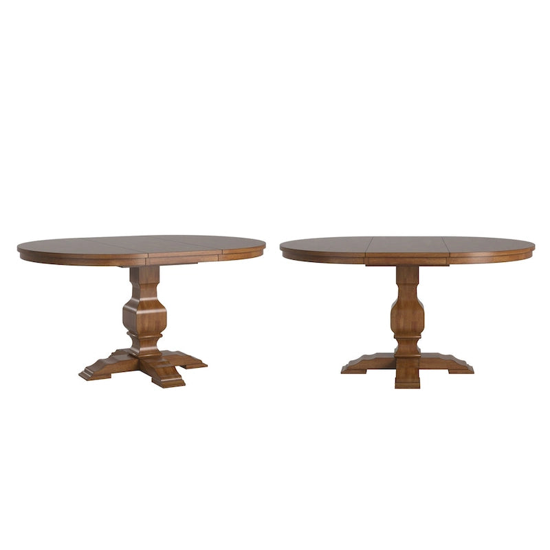 Table à manger extensible ovale bicolore en bois massif