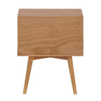 Table de chevet à 2 tiroirs en bois massif style Mid-Century