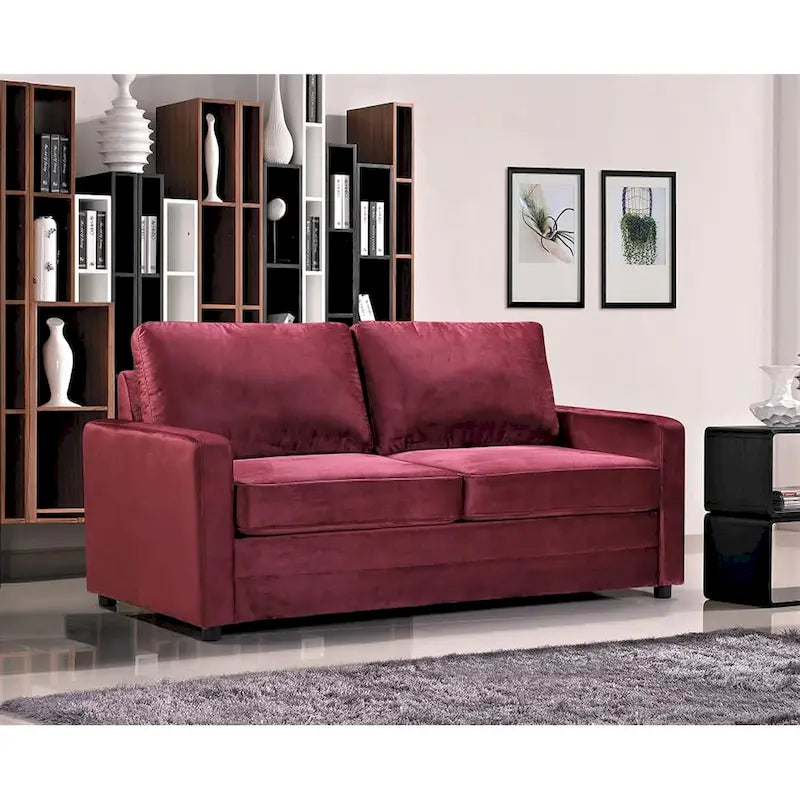 Canapé convertible en velours avec accoudoirs carrés de 70 pouces