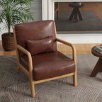 Fauteuil d'appoint rembourré de style Mid-Century Modern avec structure en bois