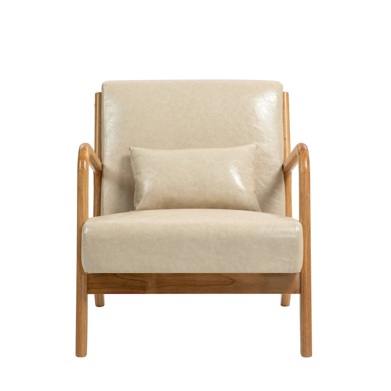 Fauteuil d'appoint rembourré de style Mid-Century Modern avec structure en bois
