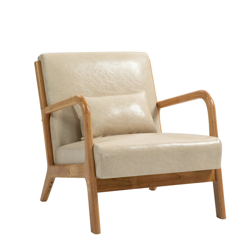 Fauteuil d'appoint rembourré de style Mid-Century Modern avec structure en bois