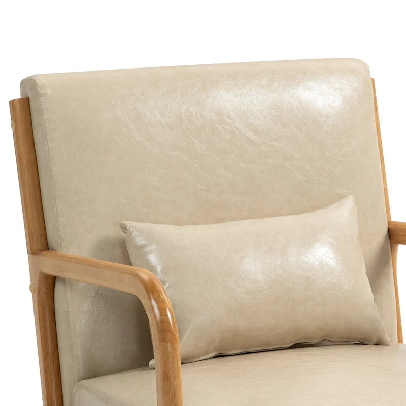 Fauteuil d'appoint rembourré de style Mid-Century Modern avec structure en bois