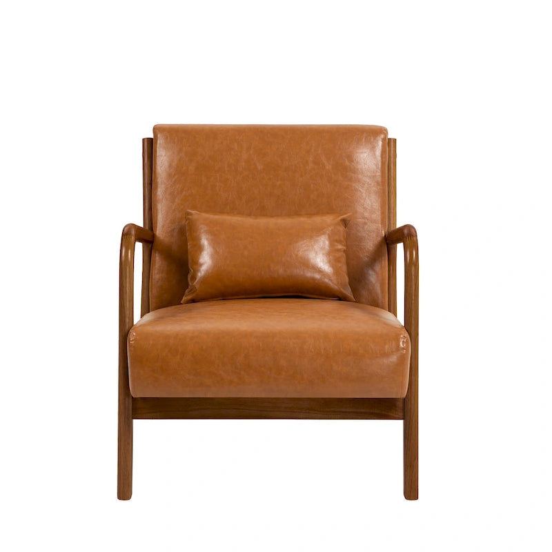 Fauteuil d'appoint rembourré de style Mid-Century Modern avec structure en bois