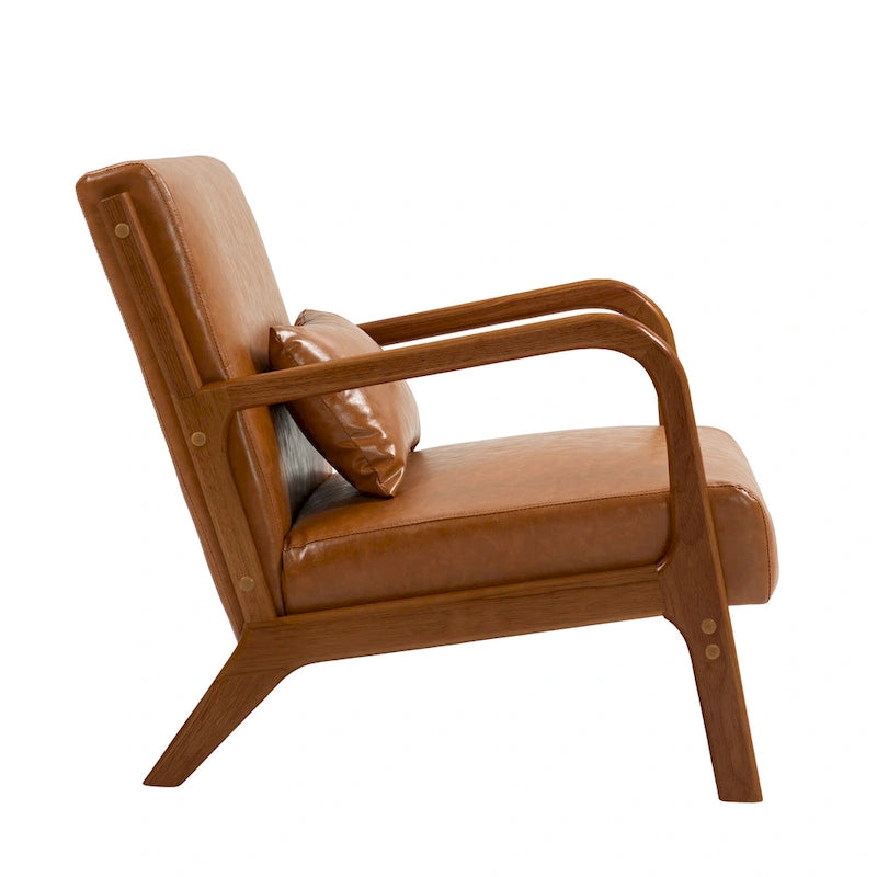 Fauteuil d'appoint rembourré de style Mid-Century Modern avec structure en bois
