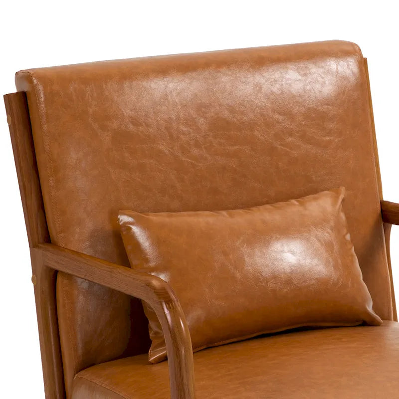 Fauteuil d'appoint rembourré de style Mid-Century Modern avec structure en bois