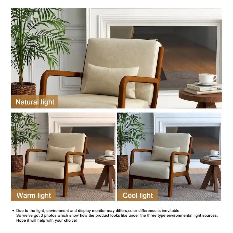 Fauteuil d'appoint rembourré de style Mid-Century Modern avec structure en bois