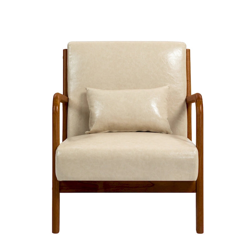 Fauteuil d'appoint rembourré de style Mid-Century Modern avec structure en bois