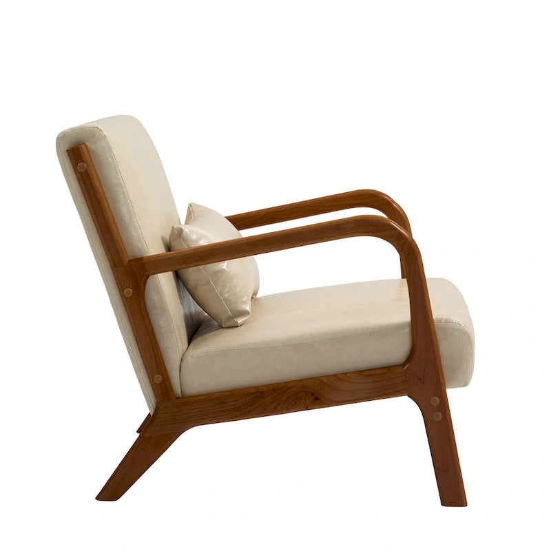 Fauteuil d'appoint rembourré de style Mid-Century Modern avec structure en bois