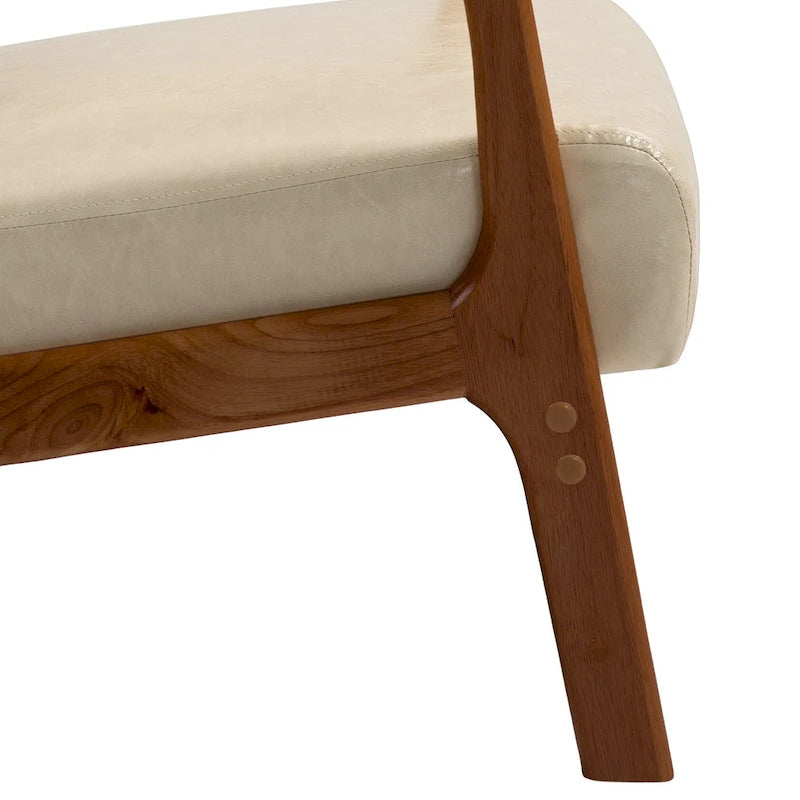 Fauteuil d'appoint rembourré de style Mid-Century Modern avec structure en bois