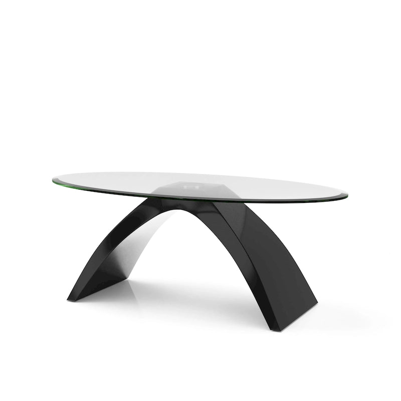 Table basse ovale moderne de 47 pouces avec plateau en verre