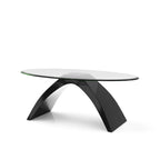 Table basse ovale moderne de 47 pouces avec plateau en verre