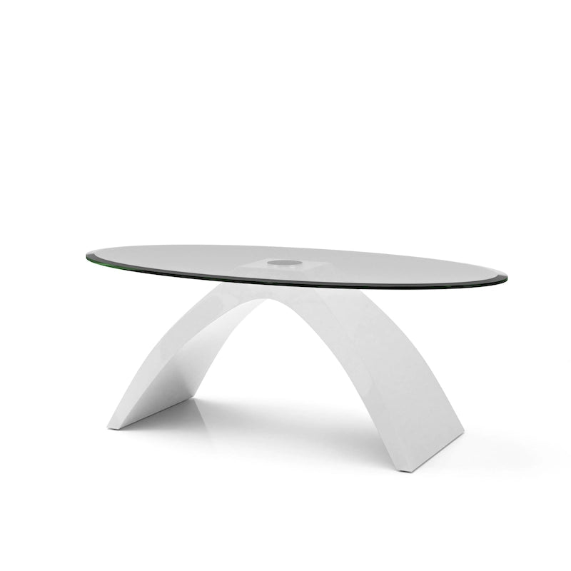 Table basse ovale moderne de 47 pouces avec plateau en verre