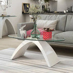 Table basse ovale moderne de 47 pouces avec plateau en verre