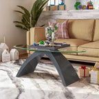 Table basse ovale moderne de 47 pouces avec plateau en verre