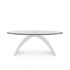 Table basse ovale moderne de 47 pouces avec plateau en verre