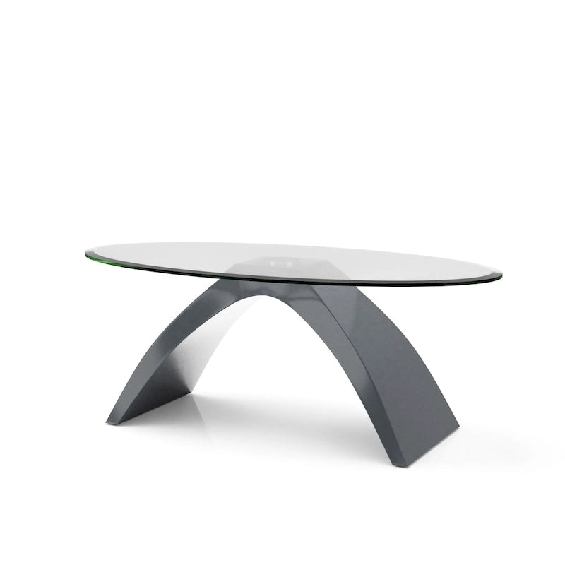 Table basse ovale moderne de 47 pouces avec plateau en verre