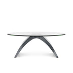 Table basse ovale moderne de 47 pouces avec plateau en verre