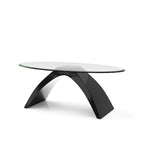 Table basse ovale moderne de 47 pouces avec plateau en verre