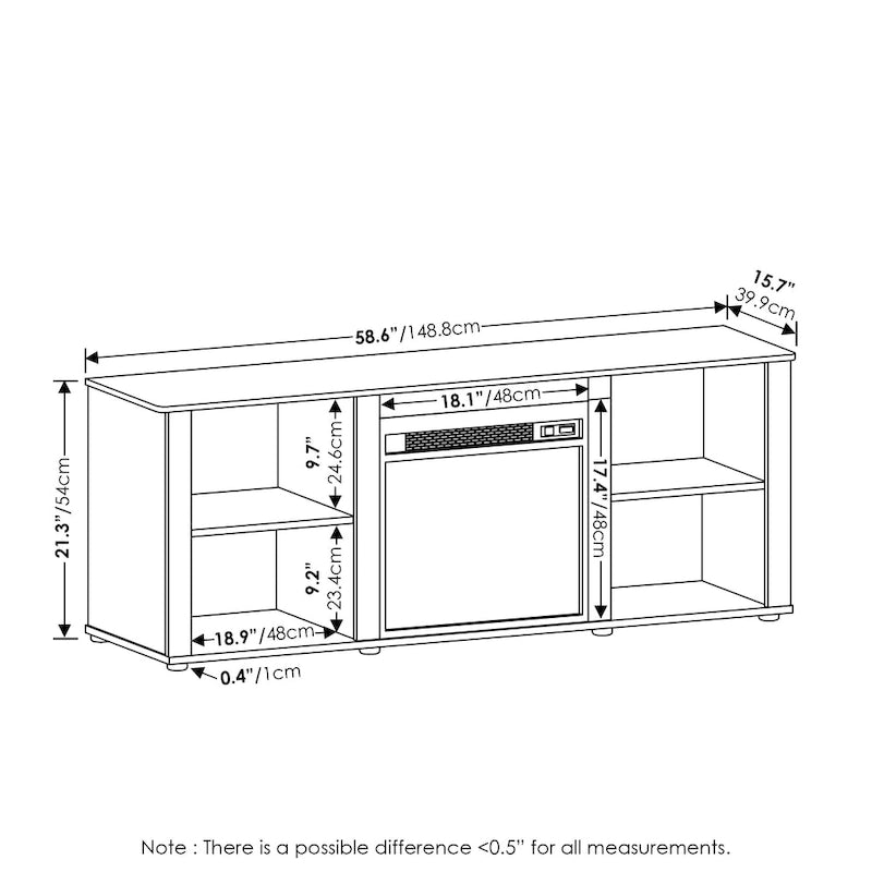 Meuble TV de 152 cm avec cheminée